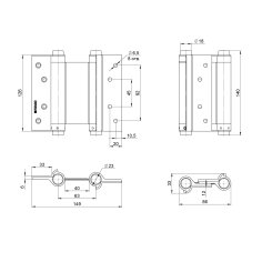 Пружинная двусторонняя (барная) петля DSH5 (125х86х1,5) INOX 201 BL черный (блистер)